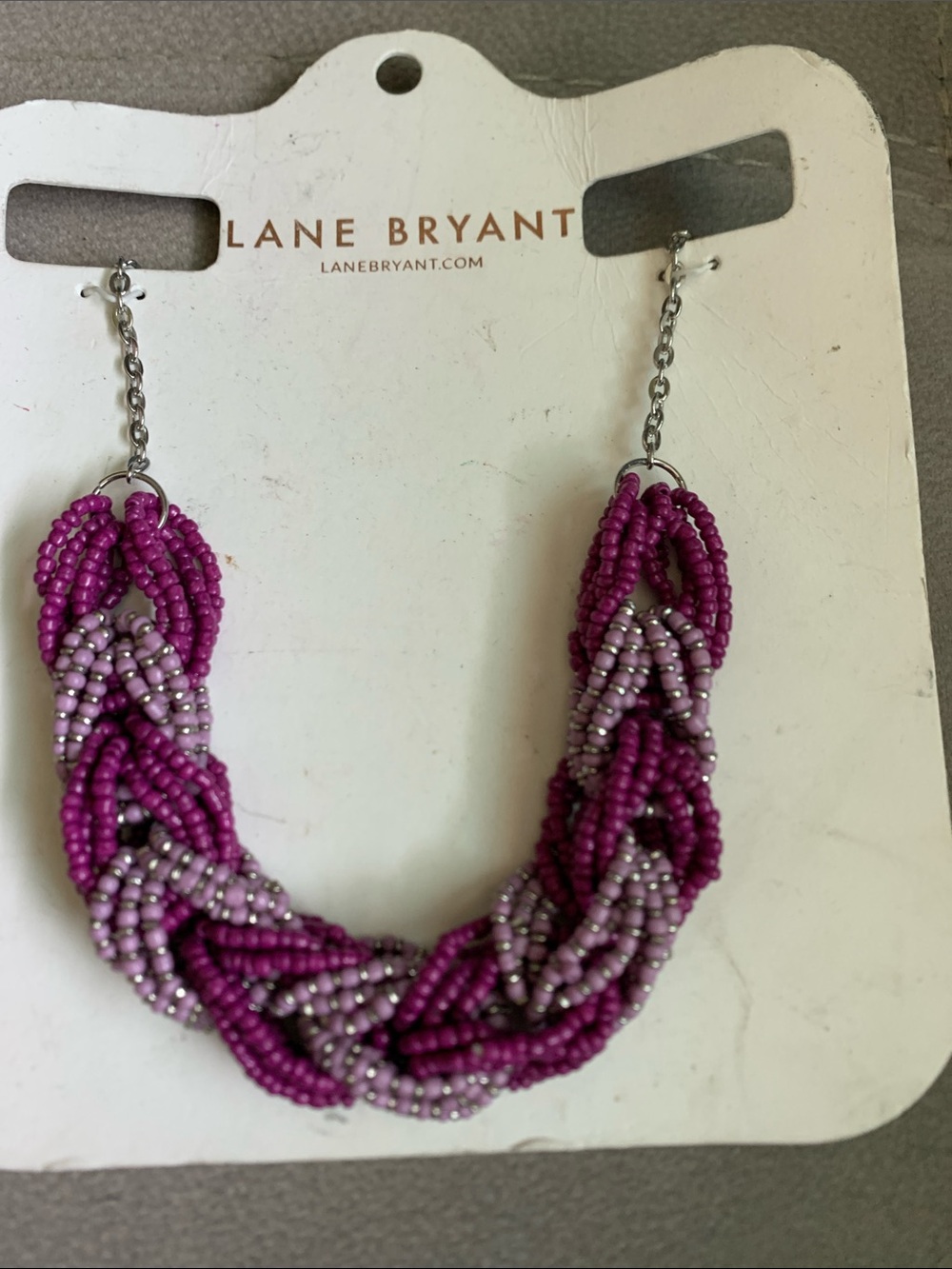 Lane Bryant Pink & Light Purple Braided Bead Necklace